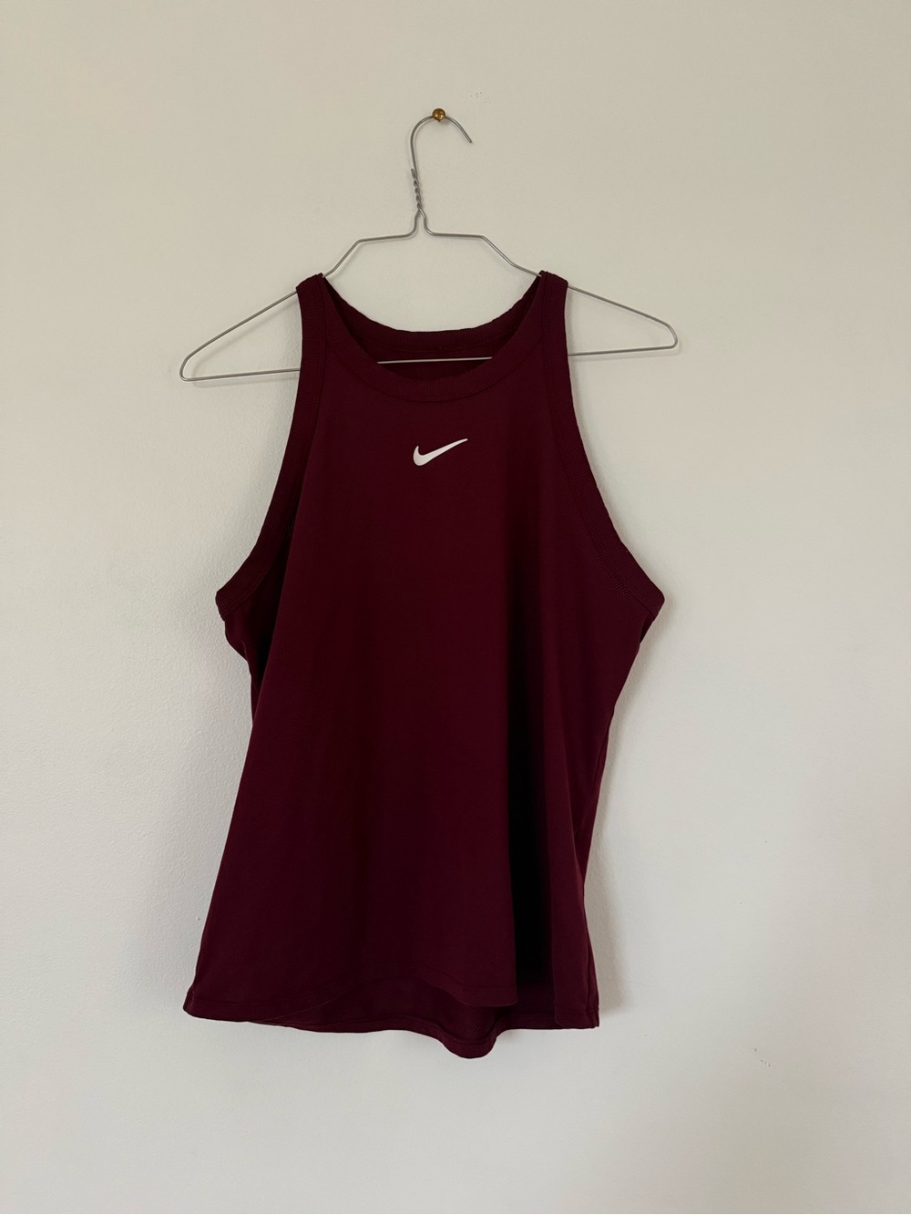 Nike Women's Burgundy Racerback Tank with White Swoosh